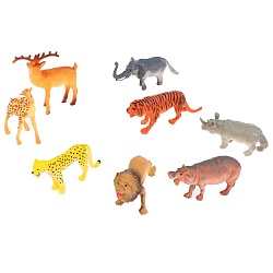 Набор игрушек из пластизоля – Дикие животные, 8 штук, 10 см (Играем вместе, 835B-8) (ассортимент) - миниатюра
