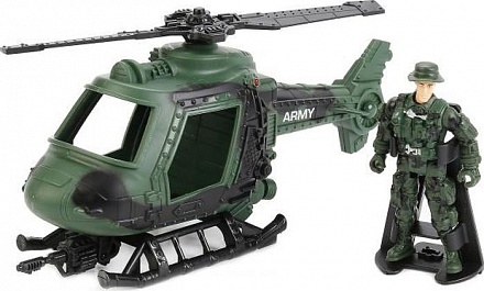 Набор - Военная Техника: вертолет, солдат, аксессуары, свет и звук 