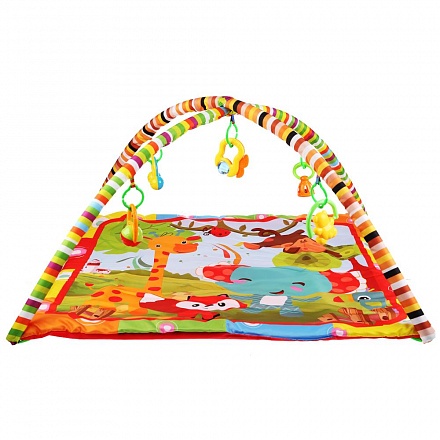 Детский игровой коврик Забавный лисенок с игрушками на подвеске 