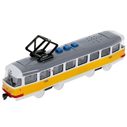 Модель Трамвай 21,5 см свет-звук 3 кнопки инерционный пластиковый желтый (Технопарк, TRAMOLD-22PL-WHYE) - миниатюра