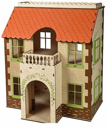 Кукольный дом с черепичной крышей 