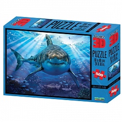 Пазл 3D 500 - Большая белая акула (Prime 3D, 10048-SBM) - миниатюра