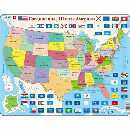 Пазл - Карта штатов США, 48 элементов 