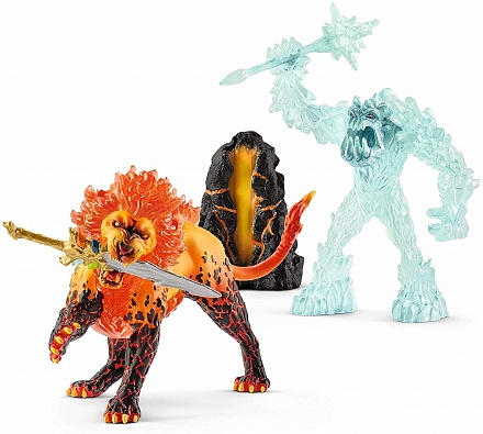 Игровой набор Eldrador Schleich — Ледяной монстр против Огненного льва, 42455