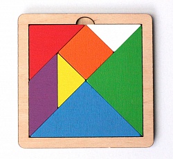 Игра головоломка деревянная – Танграм, цветная, малая (Десятое королевство, 00786ДК) - миниатюра