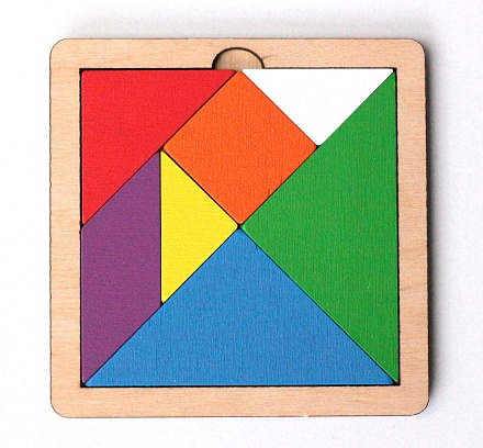 Игра головоломка деревянная – Танграм, цветная, малая 