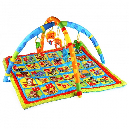 Коврик детский - Азбука животных с игрушками на подвеске 
