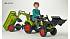 Трактор-экскаватор педальный с прицепом зеленый 219 см.  - миниатюра №1