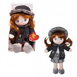 Кукла мягконабивная в серой шляпке и фетровом костюме, 36 см (Abtoys, M6060) - миниатюра