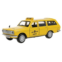 Машина Такси ГАЗ-2402 Волга 12 см свет-звук двери и багажник открываются металлическая (Технопарк, 2402-12SLTAX-YE) - миниатюра