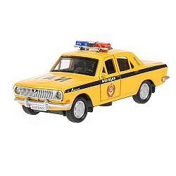 Машина Полиция Газ-2401 Волга 12 см желтая со светом и звуком металлическая инерционная (Технопарк, 2401-12SLPOL-YE) - миниатюра