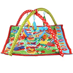 Детский игровой коврик-ростомер с мягкими игрушками-пищалками на подвеске (Умка, B1387963-R-Z) - миниатюра