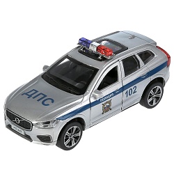 Машина - Volvo Xc60 R-Desing - Полиция, 12 см, свет-звук инерционный механизм, цвет серебристый (Технопарк, XC60-12SLPOL-SR) - миниатюра