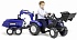 Трактор-экскаватор педальный с ковшом и прицепом синий 220 см  - миниатюра №2