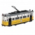 Модель Ретро-трамвай 17 см свет-звук двери открываются инерционная металлическая желтый  - миниатюра №4
