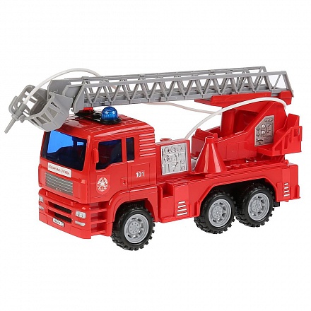 Машина – Пожарная, длина 24 см., пластик, инерционная, свет и звук, брызгает водой 