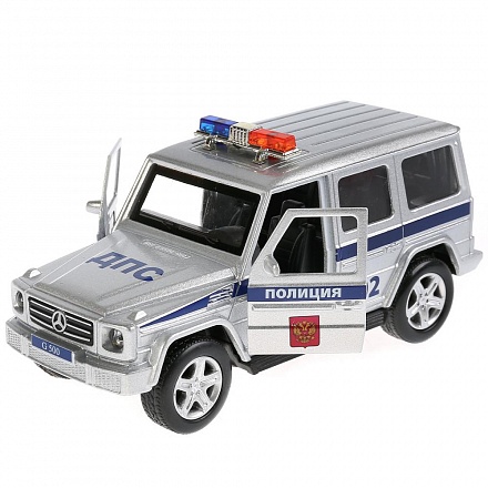 Металлическая инерционная машина – Mercedes-Benz G-Class Полиция, 12 см, свет и звук 
