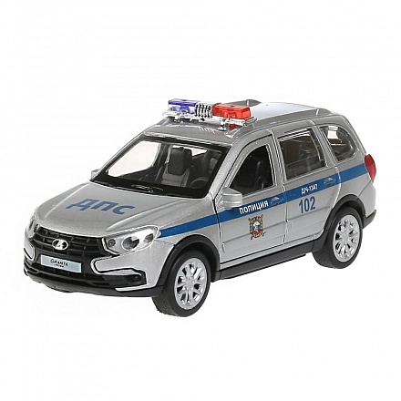 Модель автомобиля - Lada granta cross 2019 полиция, инерционная, белая, 12 см 