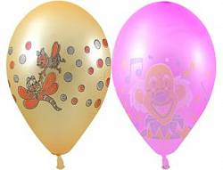 Воздушные шары 12",  неон, 10 штук с рисунком (Geman ballons, 1103-0011) - миниатюра