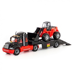 Автомобиль-трейлер Mammoet Toys и трактор-погрузчик (Полесье, 56993) - миниатюра