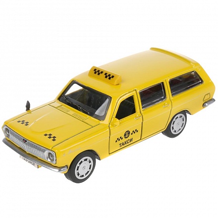 Машина Такси Волга ГАЗ-2402 12 см желтая двери и багажник открываются металлическая 
