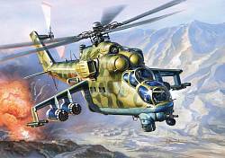 Модель для склеивания - Советский вертолет, ударный Ми-24 В/ВП Крокодил (Звезда, 7293з) - миниатюра