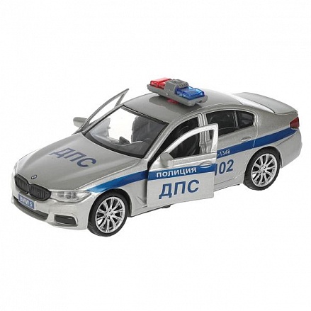 Машина Полиция BMW 5 Series Sedan M-Sport 12 см двери и багажник открываются металлическая инерционная 