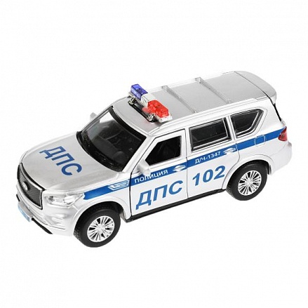 Модель Полиция Infiniti QX80 свет-звук 12 см двери и багажник открываются металлическая инерционная 
