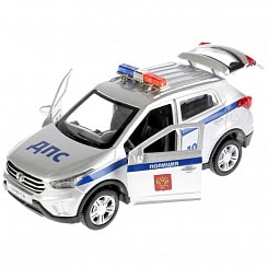 Инерционная машина Hyundai Creta Полиция, металлическая, 12 см, свет-звук (Технопарк, CRETA-P- SL)