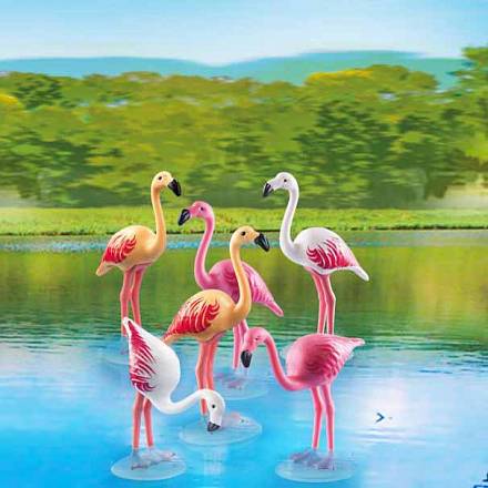 Набор из 6 фигурок - Зоопарк: Стая Фламинго 