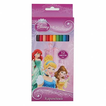 Цветные карандаши 12 цветов Disney Принцессы 