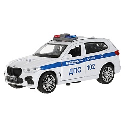 Модель Полиция BMW X5 M-Sport 12 см двери и багажник открываются инерционная металлическая (Технопарк, X5-12POL-WH) - миниатюра