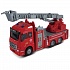 Пожарная машина с выдвижной лестницей, кабина Die-Cast, инерционный механизм, свет, звук, масштаб 1:43  - миниатюра №1