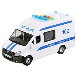 Полицейский фургон - Газель некст, инерционный, открываются двери, 22,5 см, свет и звук (Технопарк, NEXTVAN-22PLPOL-WH) - миниатюра