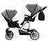Детская прогулочная коляска Bebetto42 Sport для двойни, серо-черная, шасси белая/BIA  - миниатюра №1