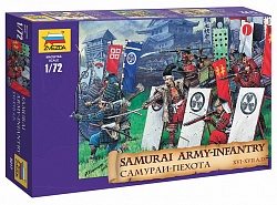 Набор из 44 неокрашенных солдатиков - Самураи-пехота XVI-XVII вв. (Zvezda, 8017) - миниатюра