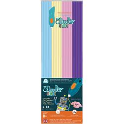Эко-пластик к 3Д ручке 3doodler 24 шт., 4 цвета: небесно-голубой, персик в сливках, розовый, фиолетовый (Wobble Works, 3DS-ECO-MIX4-24) - миниатюра