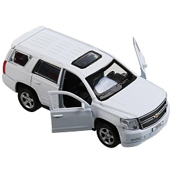 Машина Chevrolet Tahoe 12 см матовая белая двери и багажник открываются металлическая инерционная (Технопарк, TAHOE-12FIL-WH) - миниатюра