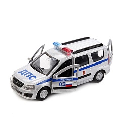 Модель Lada Largus Полиция, 12 см, открываются двери, инерционная (Технопарк, SB-16-47-P-WB) - миниатюра