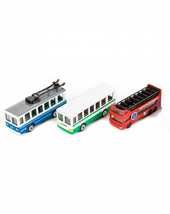 Металлическая модель - Городской транспорт: 2-этажный экскурсионный автобус/троллейбус/автобус, 7,5 см  