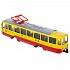 Трамвай 18,5 см желтый свет-звук двери открываются металлический инерционный  - миниатюра №1