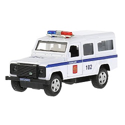 Машина металлическая Land Rover Defender Полиция 12 см, открываются двери, инерция, белая (Технопарк, DEFENDER-12POL-WH) - миниатюра