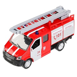 Фургон Газ - Газель Next пожарная, инерционный, открываются двери, красный, 15 см (Технопарк, NEXTFIR-15FIR-RD) - миниатюра
