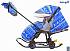 Санки-коляска на больших мягких колесах с сумкой и муфтой - Snow Galaxy Luxe, зимняя ночь, олени синие  - миниатюра №5