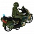 Модель Военный мотоцикл свет-звук 15 см 2 кнопки инерционная пластиковая  - миниатюра №3