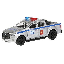 Машина металлическая инерционная Ford Ranger пикап - Полиция 12 см, открываются двери  (Технопарк, SB-18-09-FR-P) - миниатюра
